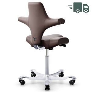 HAG Capisco 8106 Leder braun mit Gestell silbergrau von hinten HAG Capisco 8106 Leder braun mit Gestell silbergrau von hinten