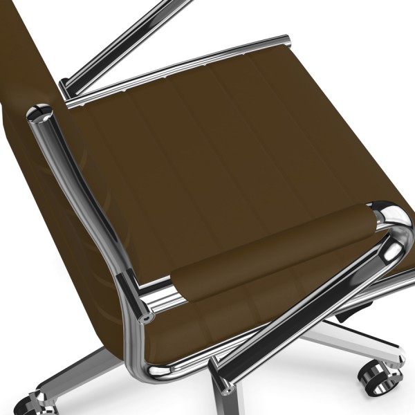 Sitland Classic Managerstuhl Leder dunkelbraun mit Armlehnen - Nahaufnahme