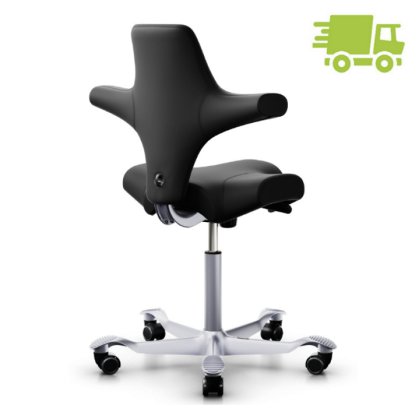 HAG Capisco 8106 Leder schwarz mit Gestell silbergrau