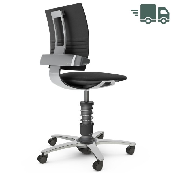 Aeris 3Dee Bürostuhl Wollmischung Echtleder schwarz Standard-Feder - Gestell/Feder hochglanz