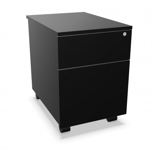 mdd Rollcontainer grifflos mit Hängeregistratur - schwarz