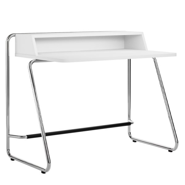 THONET Stahlrohr Schreibtisch S 1200 weiß Esche offenporig - Gestell verchromt