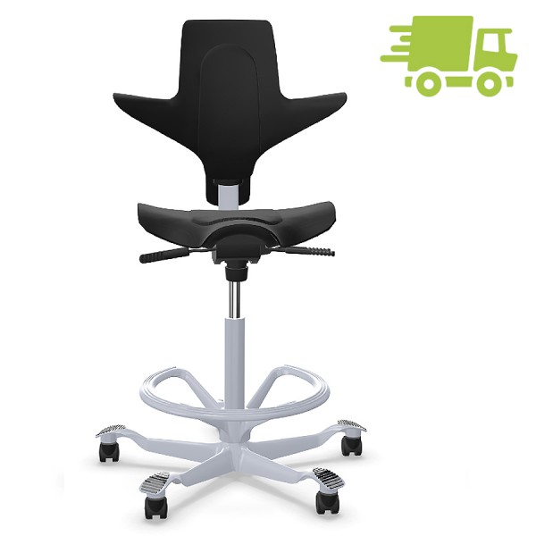 HAG Capisco 8010 Stehhilfe schwarz mit Fußring silber