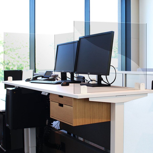 Rosconi T2 Tisch-Trennwand Breite 75 cm - Virenschutz Spuck & Niesschutz Schreibtisch Trennwand